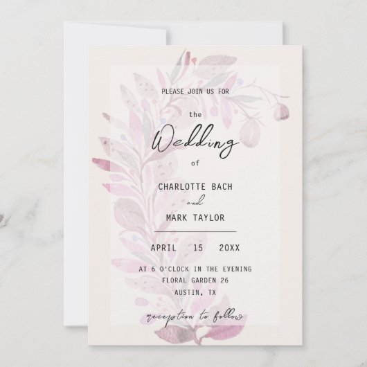 Rustikale Blütenfarbe Wasserfarbe Handgestrichen Einladung (Vorderseite)