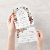 Rustikale Blütenfarbenblütenhochzeit All In One Einladung (Abreißen)