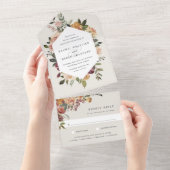 Rustikale Blütenfarbenblütenhochzeit All In One Einladung (Abreißen)