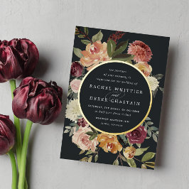 Rustikale Blütenfarbenblütenhochzeit Folieneinladung