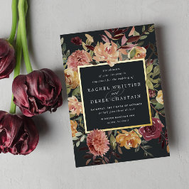 Rustikale Blütenfarbenblütenhochzeit Folieneinladung