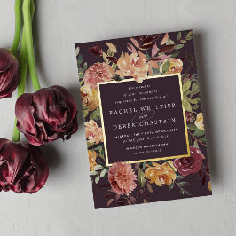 Rustikale Blütenfarbenblütenhochzeit Folieneinladung