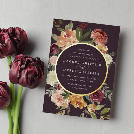 Rustikale Blütenfarbenblütenhochzeit Folieneinladung