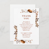 Rustikale Blütenfeier zur Beerdigung des Lebens Dankeskarte (Vorne/Hinten)