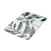 Rustikale Blütengrün Botanische Blätter Wasserfarb Badematte (Schrägansicht)