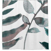 Rustikale Blütengrün Botanische Blätter Wasserfarb Duschvorhang (Vorderseite)