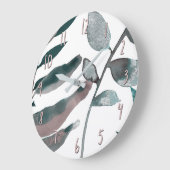 Rustikale Blütengrün Botanische Blätter Wasserfarb Große Wanduhr (Winkel)