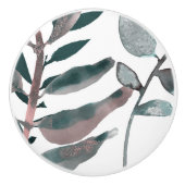 Rustikale Blütengrün Botanische Blätter Wasserfarb Keramikknauf (Vorderseite)