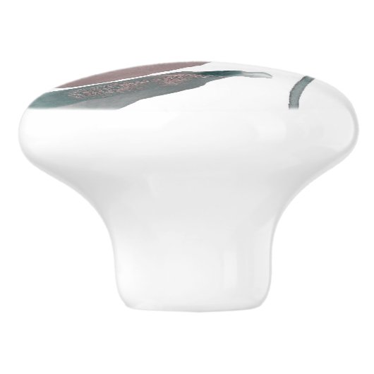 Rustikale Blütengrün Botanische Blätter Wasserfarb Keramikknauf (Seitenansicht)