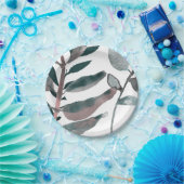 Rustikale Blütengrün Botanische Blätter Wasserfarb Pappteller (Party)