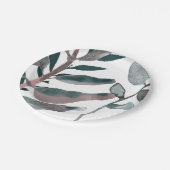 Rustikale Blütengrün Botanische Blätter Wasserfarb Pappteller (Schrägansicht)