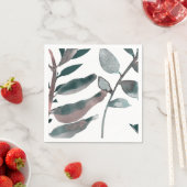 Rustikale Blütengrün Botanische Blätter Wasserfarb Serviette (Beispiel)