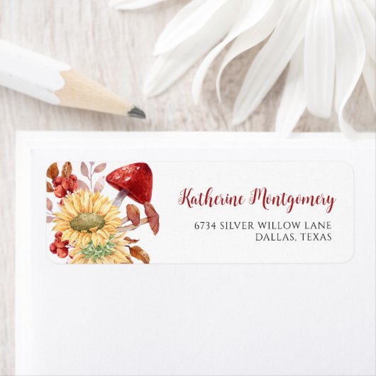 Rustikale Blütenherbst Pilzsaal-Rücksendeadresse (Insitu)