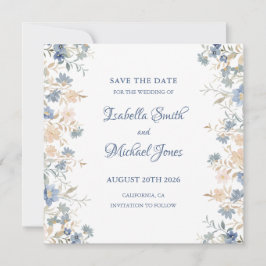 Rustikale Blütenhochzeit Boho Blue und Beige Save The Date