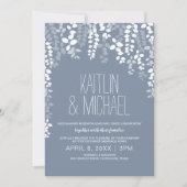 Rustikale Blütenhochzeit (Dusty Blue) Einladung (Vorderseite)