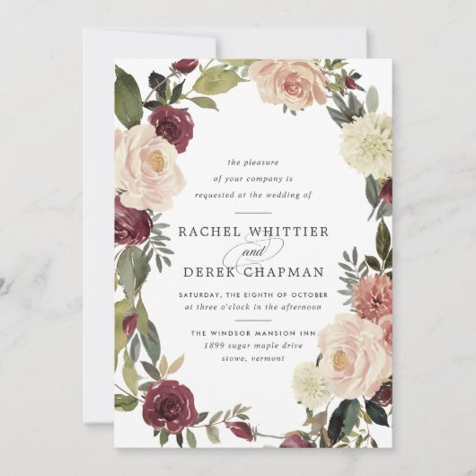 Rustikale Blütenhochzeit Einladung (Vorderseite)