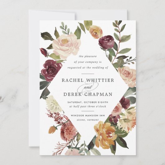 Rustikale Blütenhochzeit Einladung (Vorderseite)