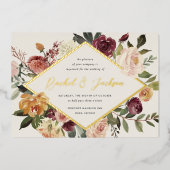 Rustikale Blütenhochzeit Folieneinladung (Vorderseite)