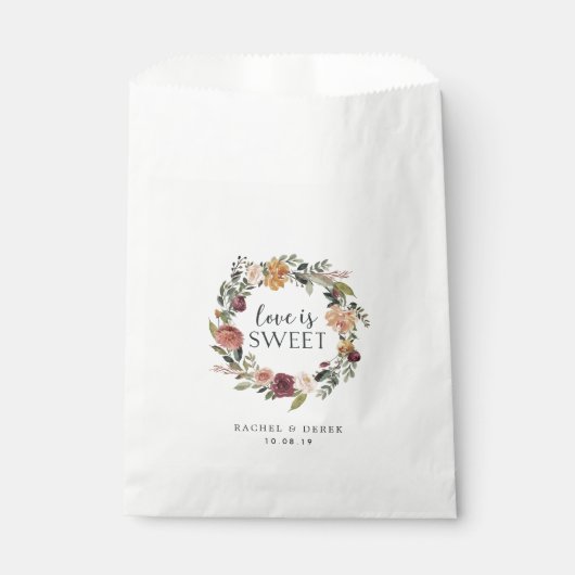 Rustikale Blütenhochzeit Geschenktütchen (Vorderseite)