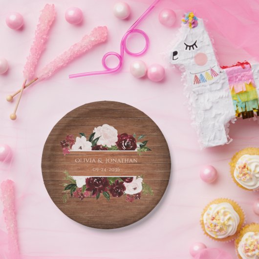 Rustikale Blütenhochzeit Pappteller (Party)