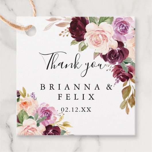 Rustikale Blütenhochzeit und botanische Foliage Geschenkanhänger (Vorderseite)