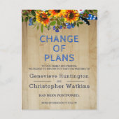 Rustikale Blütenholz-Hochzeit verzögert Stornierun Postkarte (Vorderseite)