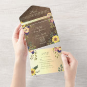 Rustikale Blütenholzhochzeit All In One Einladung (Abreißen)