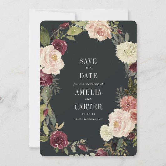 Rustikale Blütenkarte Save the Date (Vorderseite)