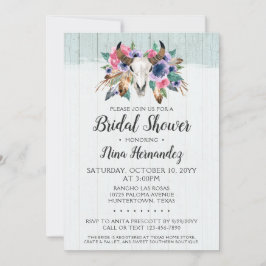 Rustikale Blütenkuh Schädel Brautdusche Einladung