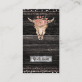 Rustikale Blütenkuh Skull Boho Chic Glam Custom Visitenkarte (Vorderseite)