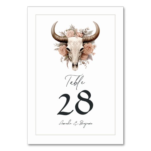 Rustikale Blütenkuh Tischnummer (Vorderseite)