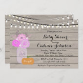 Rustikale Blütenmädchen Lila Babydusche einladen Einladung (Vorne/Hinten)