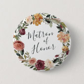 Rustikale Blütenmatron Button (Vorderseite)
