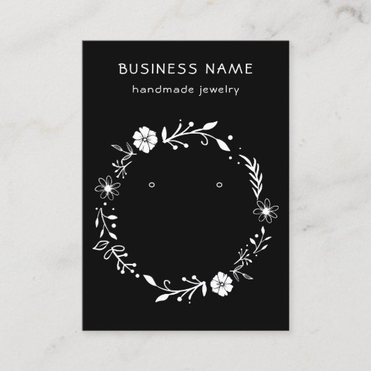 Rustikale Blütenohrring zeigt schwarze Karte an (Vorderseite)