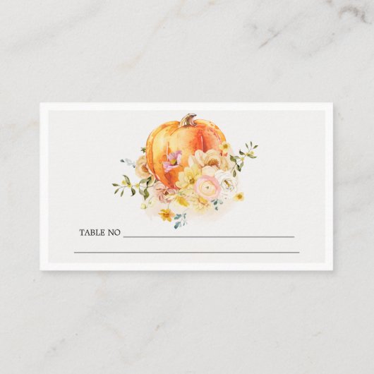 Rustikale Blütenorange Platzkarte (Rückseite)