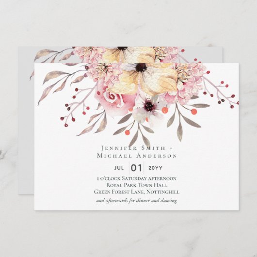 Rustikale Blütenpink-Blütenhochzeit (Vorne/Hinten)