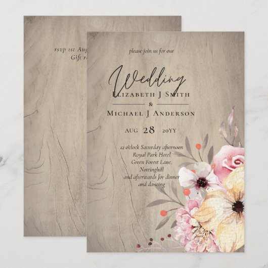 Rustikale Blütenpink-Blütenhochzeit (Vorne/Hinten)