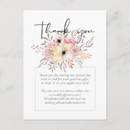 Rustikale Blütenpink-Blütenhochzeit Postkarte