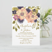 Rustikale Blütenpink-Hochzeit Einladung (Stehend Vorderseite)