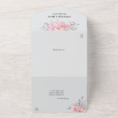 Rustikale Blütenpink-Wasserfarben-Hochzeit All In One Einladung (Außenbereich)