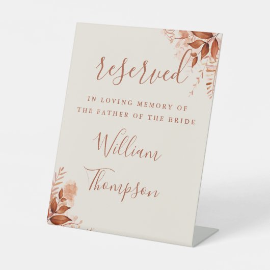 Rustikale Blütenpracht reserviert für Vatermütterl Sockelschild (Vorderseite)