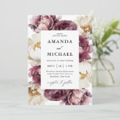 Rustikale Blütenpracht romantische Blüten Einladung (Stehend Vorderseite)