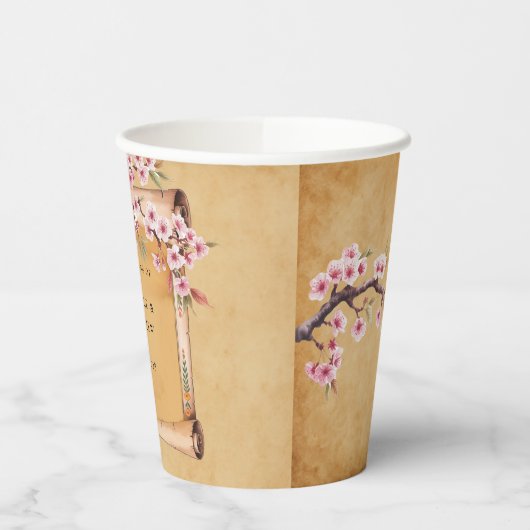Rustikale Blütenrolle Cherry Blossom Hochzeit Pappbecher (Links)