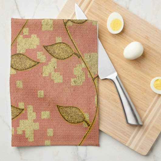 Rustikale Blütenschinken Mit Monogramm Geschirrtuch (Viertel Falte)