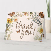 Rustikale Blütenschmetterlingsweibchen Neutrale Ba Dankeskarte (Vorderseite)