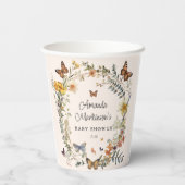 Rustikale Blütenschmetterlingsweibchen Neutrale Ba Pappbecher (Rückseite)