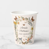 Rustikale Blütenschmetterlingsweibchen Neutrale Ba Pappbecher (Vorderseite)