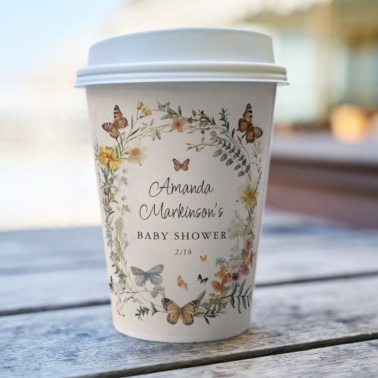 Rustikale Blütenschmetterlingsweibchen Neutrale Ba Pappbecher