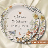 Rustikale Blütenschmetterlingsweibchen Neutrale Ba Pappteller