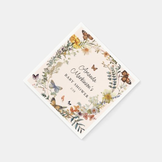 Rustikale Blütenschmetterlingsweibchen Neutrale Ba Serviette (Ecke)